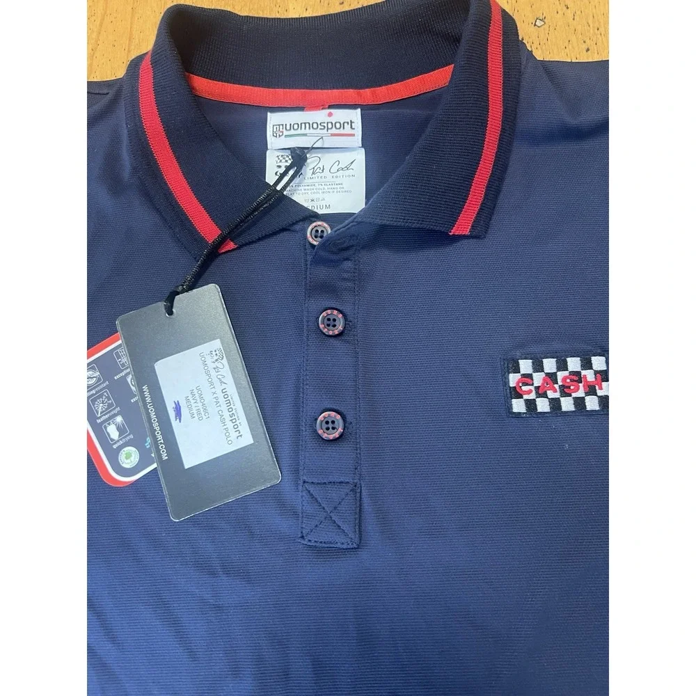 Uomosport Tennis Polo Shirt Medium Pat Cash Limited Short Sleeve Blue Performanc